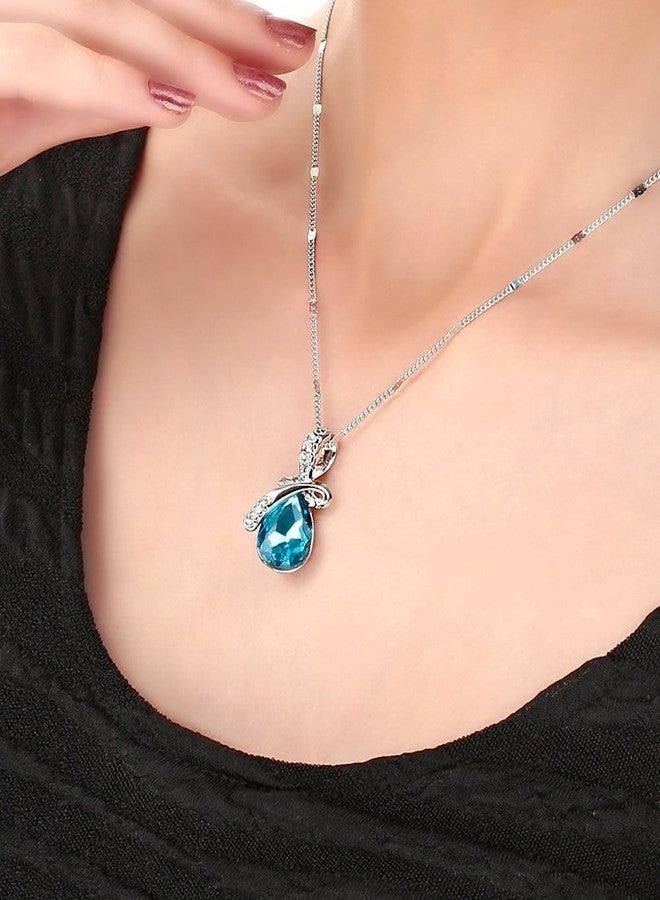 Shining Diva Valentine Gift By Shining Diva Platinum Plated Crystal Jewellery Pendant Necklace for Girls and Women -Blue(vgg5943np) - Image 2