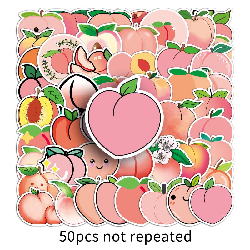 50 Peach Luggage Stickers Scooter Fruit Creative Waterproof Suitcase Computer Decorative Stickers Notebook 50 peaches -641 