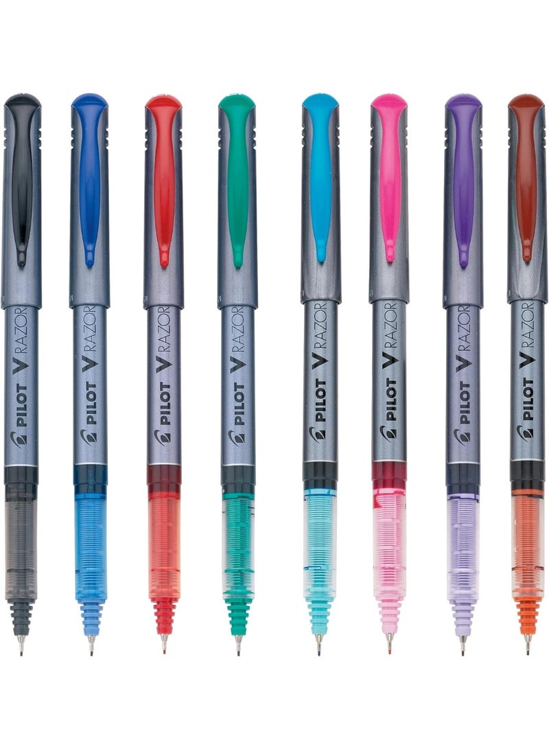 PILOT Pilot V Razor Point Liquid Ink Markers, Assorted Color Inks, 8-Pack Pouch (11008)  - Image 4