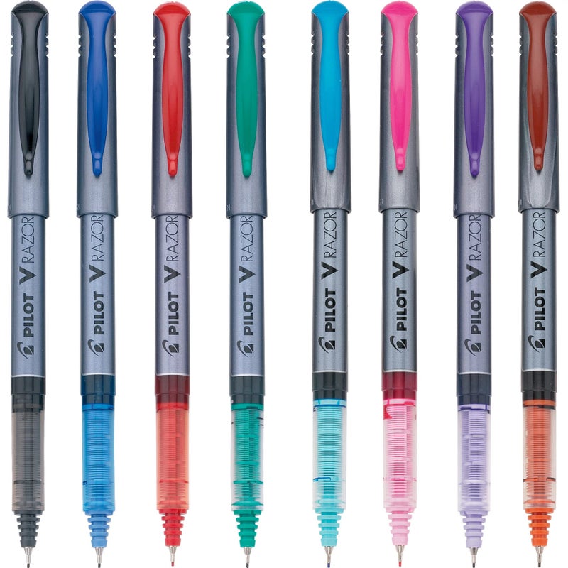 PILOT V Razor Point Liquid Ink Markers, Assorted Color Inks, 8-Pack Pouch (11008) - Image 2