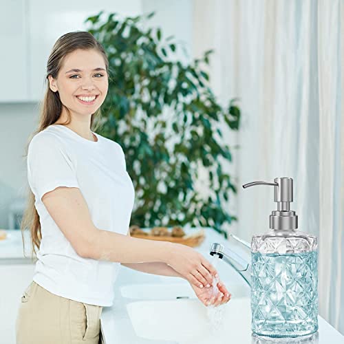 Luximal Glass Soap Dispenser Set for Bathroom, Handwash Liquid Dispensers Bottle, Liquid Hand Soap Dispenser with Plastic Pump, Lotion Dispenser, Wash Basin Glass Bottle for Bathroom Accessories - Image 5