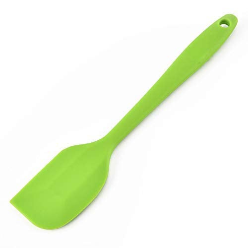 ZUNBELLA l Serving and Cooking Spoons with Plastic Handle Set of 5 Piece Stainless Steel Green and NonStick Silicone Spatula Heat Resistant Baking Spatula - Image 3