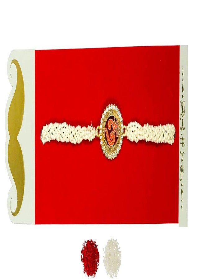 Evisha إيفيشا أد رصع أوم مع فرقة اللؤلؤ راخي للأخ | راخي كومبو-219 | راخي || مجموعة راخي || راخي للأخ || راخي للأخ وبهابي || كومبو راخي || بهية بهابهي راخي || هدايا راخي - Image 1