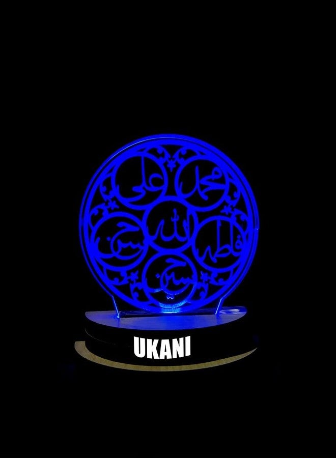 UKANI 3D Islamic PANJATAN Design USB Connected Night Lamp for Car/Office/Desktop/Gift/for Bedroom Hall Table Top 7 Color Change Light Size 3 Inch - Image 5