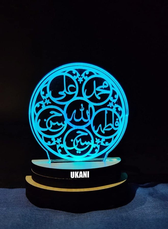 UKANI 3D Islamic PANJATAN Design USB Connected Night Lamp for Car/Office/Desktop/Gift/for Bedroom Hall Table Top 7 Color Change Light Size 3 Inch - Image 4