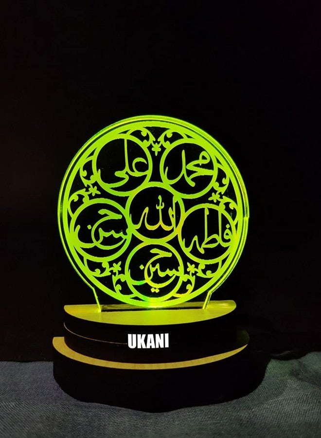 UKANI 3D Islamic PANJATAN Design USB Connected Night Lamp for Car/Office/Desktop/Gift/for Bedroom Hall Table Top 7 Color Change Light Size 3 Inch - Image 3