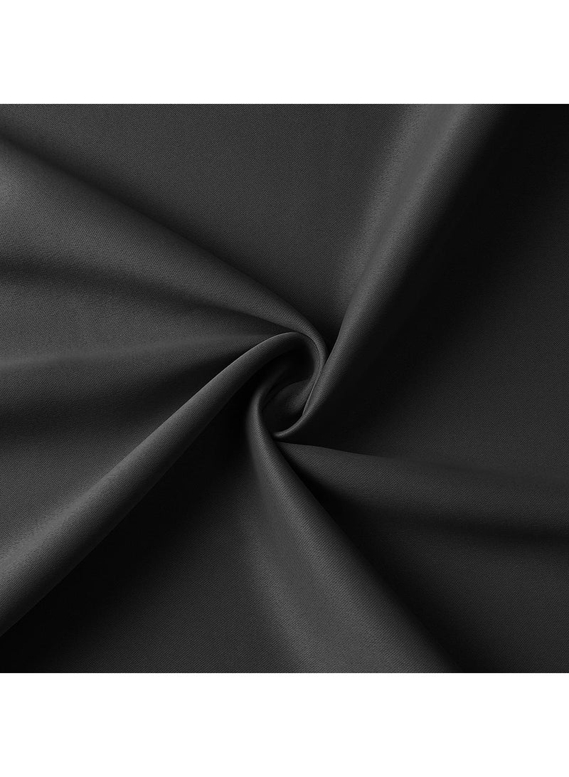 Bluejw 2-Piece Solid Color Blackout Outdoor Curtains Black - Image 2