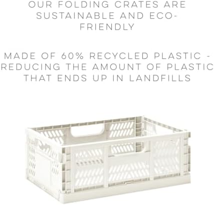3 Sprouts Plastic Storage Crate, Toy Storage, Foldable Storage Box, Plastic Storage Box - Medium - Cream - Image 2