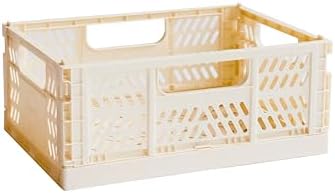 3 Sprouts Plastic Storage Crate, Toy Storage, Foldable Storage Box, Plastic Storage Box - Medium - Cream - Image 1
