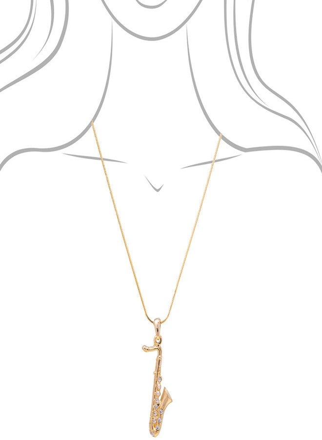 سبيننج دايزي قلادة على شكل آلة ساكسفون من الكريستال الصغير من سبينينغ ديزي، مطلية بالذهب - Image 4