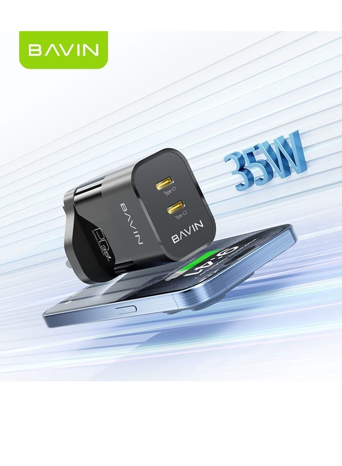 Bavin PC993E Dual PD Port Home Charger Fast Charging 35W Black - Image 4