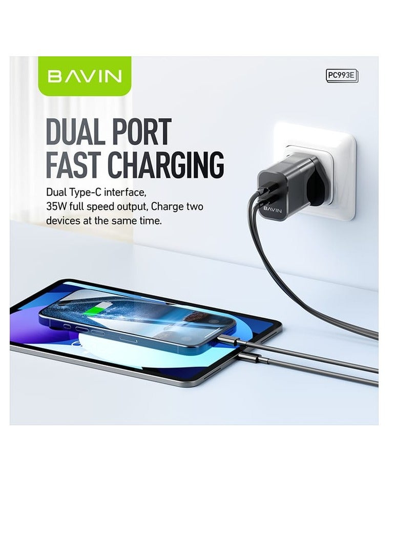 Bavin PC993E Dual PD Port Home Charger Fast Charging 35W Black - Image 5