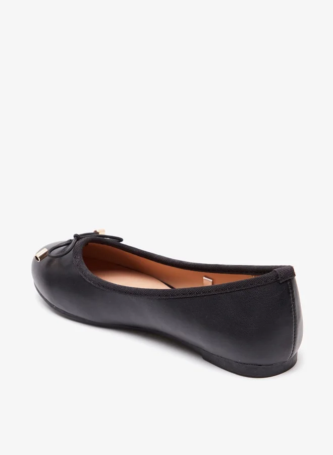 ميسي Girls Solid Slip-On Round Toe Ballerina Shoes with Bow Accent with Cushioning