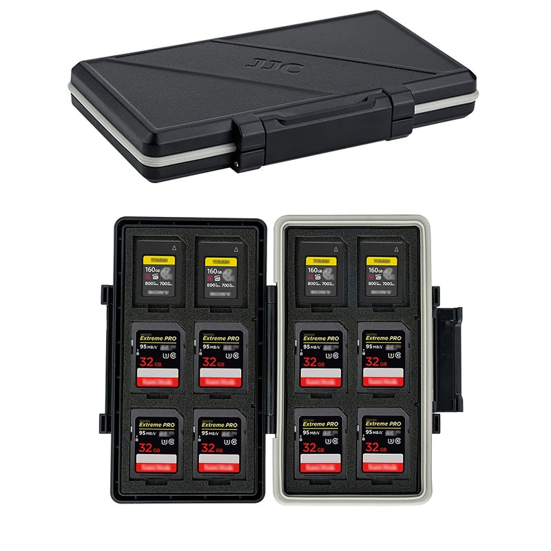 JJC CFexpress Type A Card SD Card Holder Case Storage, Water-Resistant Shockproof Memory Card Organizer Box for 12 SD Card, 12 CFexpress Type-A Card for Sony A7RV A7SIII A7IV A7R5 A1 A9M3 FX3 FX6 FX30 FR7 - Image 1