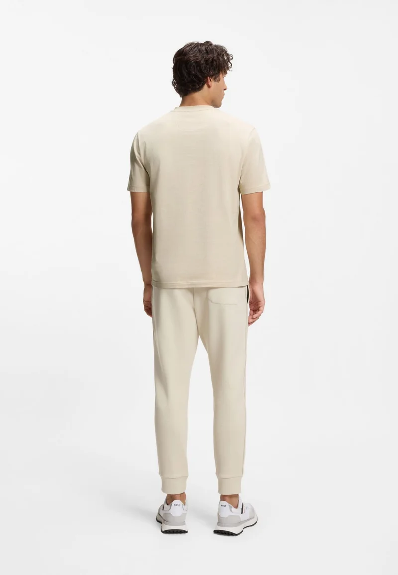 BOSS Light Beige Cotton-jersey T-shirt with tennis-themed artwork for Men | Best Price UAE