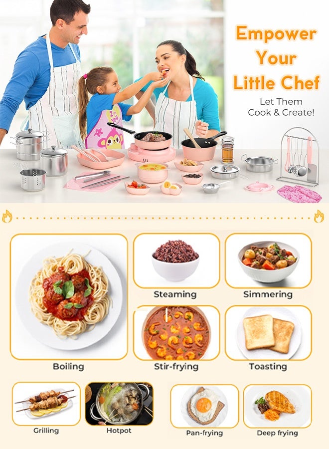 جودي بلاي مجموعة لعب المطبخ التمثيلية المكونة من 22 قطعة، مجموعة ألعاب طهي داخلية للأطفال، إكسسوارات مطبخ للأولاد والبنات والأطفال. مصنوعة من الفولاذ المقاوم للصدأ 304 وهي آمنة وخالية من السموم. - Image 2