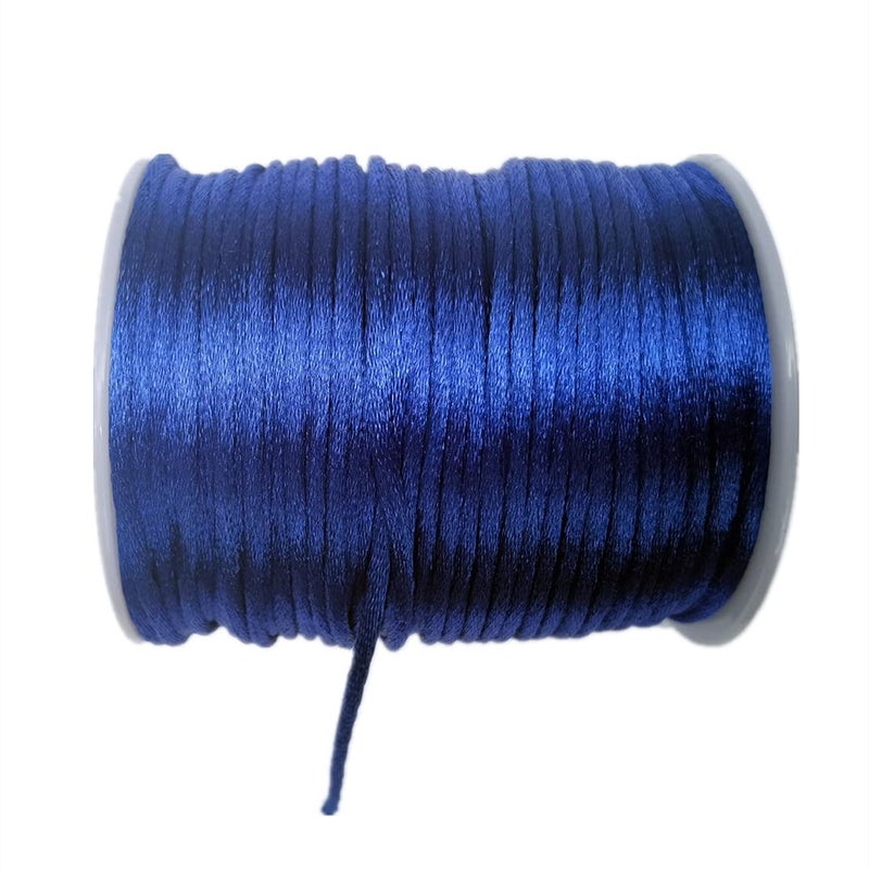 Glory Qin 54 Yards 20mm Nylon Rope Satin Silk Decorative Rope Beaded String Kumihimo Beaded Tassel Jewelry Making Chinese Knot Royal Blue 20mm