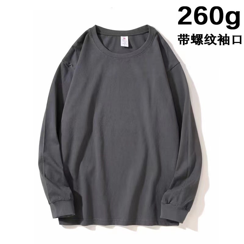 100% Pure Cotton Heavyweight Crew Neck Drop Shoulder Long Sleeve T-Shirt for Men and Women, 210g Base Layer Autumn Top, Cross-Border Foreign Trade Wholesale - Image 4