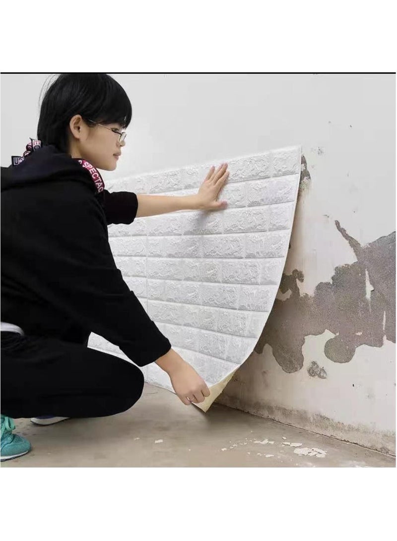 LINGWEI 3D Wall Sticker Wall Panels White Brick Wallpaper Self Adhesive Waterproof PE Foam For Living Room TV Wall and Home Decor - Image 3