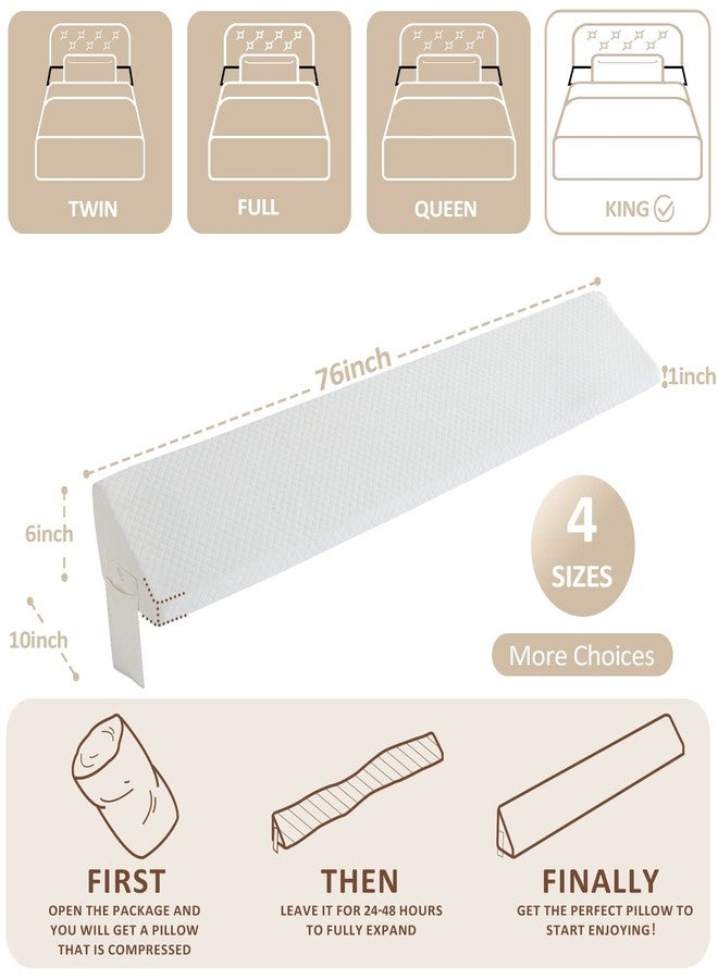 Home Mate Homemate King Size（76"x10"x6"） Bed Wedge Pillow for Headboard - Bed Gap Filler(0-8") - Triangle Bloster Pillow Wedge - White - Image 2