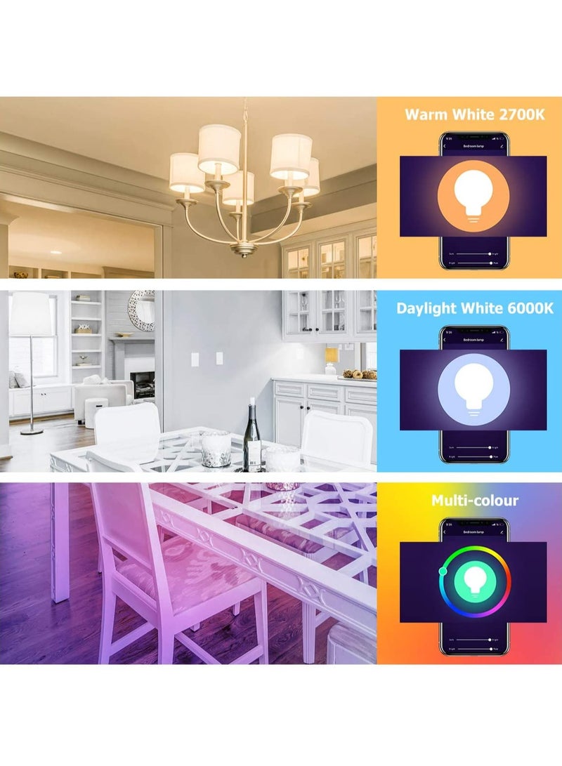 لمبة LED ذكية تعمل بالواي فاي E27 – ألوان RGB + أبيض دافئ وبارد، سطوع قابل للتعديل، متوافقة مع مساعد الصوت (عبوة من 10 قطع) - Image 4