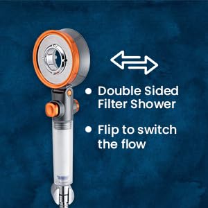 Mila India Mila Aquaflex Hand Shower MBHC0207CR Hand Shower With Double Sided Water Outlet Chrome and Copper Finish 3 Function Filter Shower Mist SprayRainHigh Pressure Spray 90260mm Hose 15 metres - Image 5
