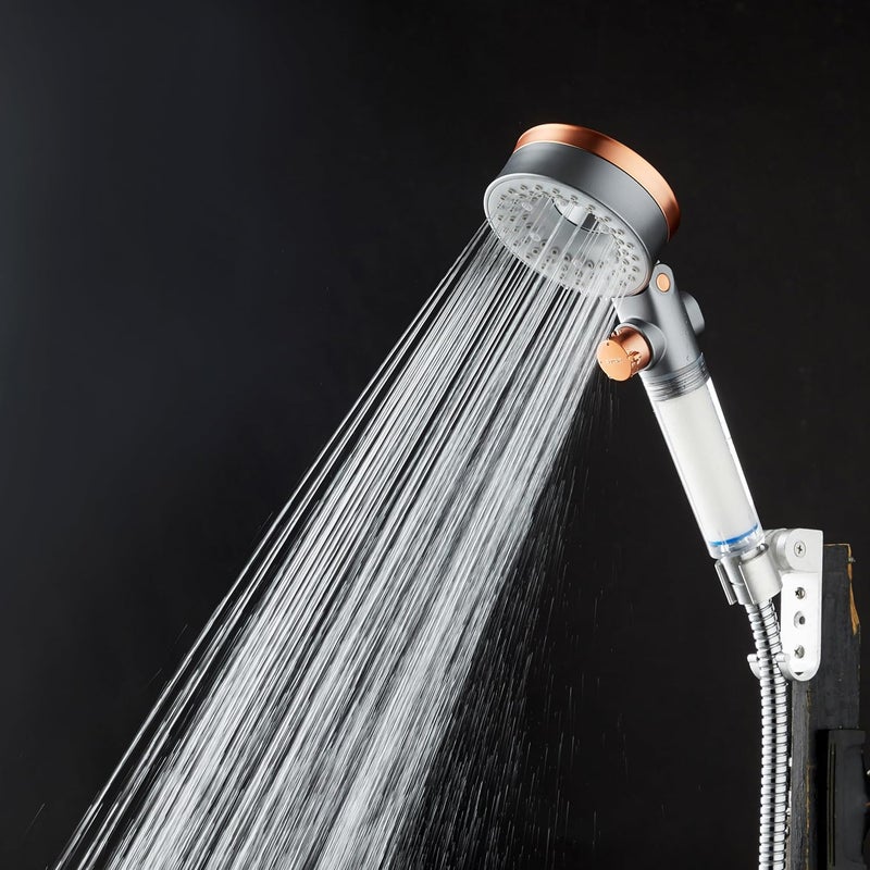 Mila India Mila Aquaflex Hand Shower MBHC0207CR Hand Shower With Double Sided Water Outlet Chrome and Copper Finish 3 Function Filter Shower Mist SprayRainHigh Pressure Spray 90260mm Hose 15 metres - Image 2