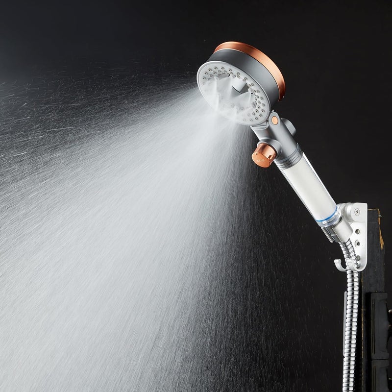 Mila India Mila Aquaflex Hand Shower MBHC0207CR Hand Shower With Double Sided Water Outlet Chrome and Copper Finish 3 Function Filter Shower Mist SprayRainHigh Pressure Spray 90260mm Hose 15 metres - Image 3