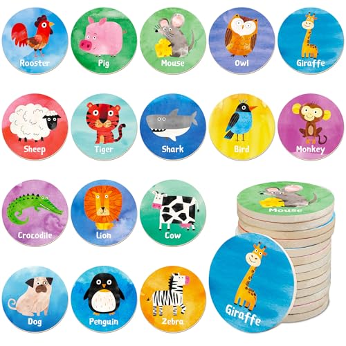 SpriteGru Wooden Memory Matching Game 32 PCS Matching Animal Wood Chips Educational Matching Game for Toddlers Preschool 4 5 6 Years Old - Image 1