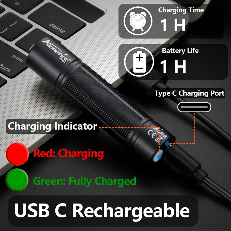 ALONEFIRE SV127 Mini 395nm UV Flashlight USB C Rechargeable Blacklight Woods Lamp Money Detector Black Light for Pet Urine Detetector, Minerals, Rocks, AC Leaks with Built-in Battery - Image 5