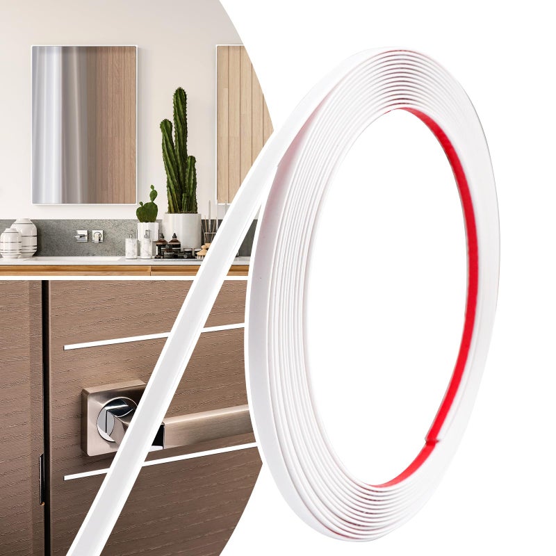 JSIWOTH 0.25in Ã— 20Ft Peel and Stick Wall Molding Trim - Flexible Self Adhesive Molding Trim for Walls, Edges, Borders, Window Frames, Backsplash Tiles - White (Paintable) Waterproof Trim - Image 1