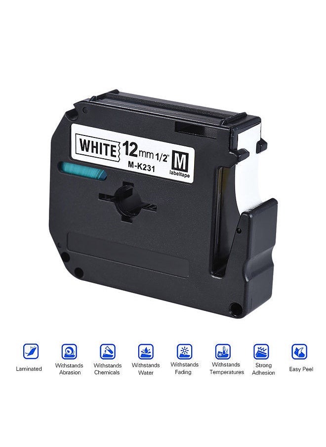 Generic - Black on White Label Tape Compatible for Brother PT-65/PT-70/PT80 Label Printer 12mm * 8m - Image 1