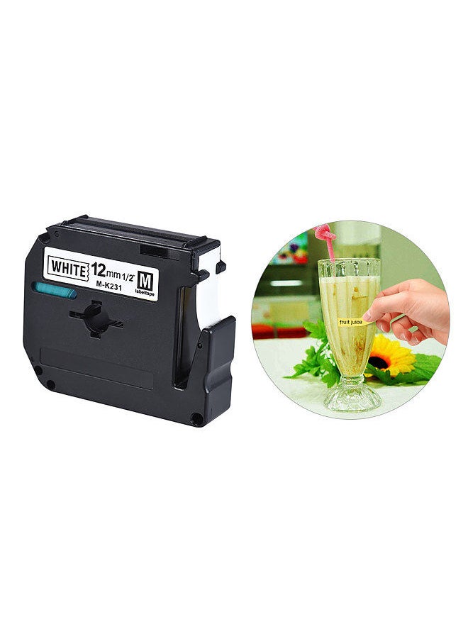 Generic - Black on White Label Tape Compatible for Brother PT-65/PT-70/PT80 Label Printer 12mm * 8m - Image 1