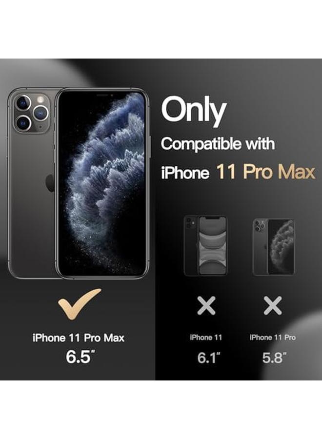 جي تيك جراب مغناطيسي لهاتف Iphone 11 Pro Max مقاس 6.5 بوصة متوافق مع Magsafe، غطاء خلفي شفاف غير لامع نحيف مقاوم للصدمات، أسود - Image 2