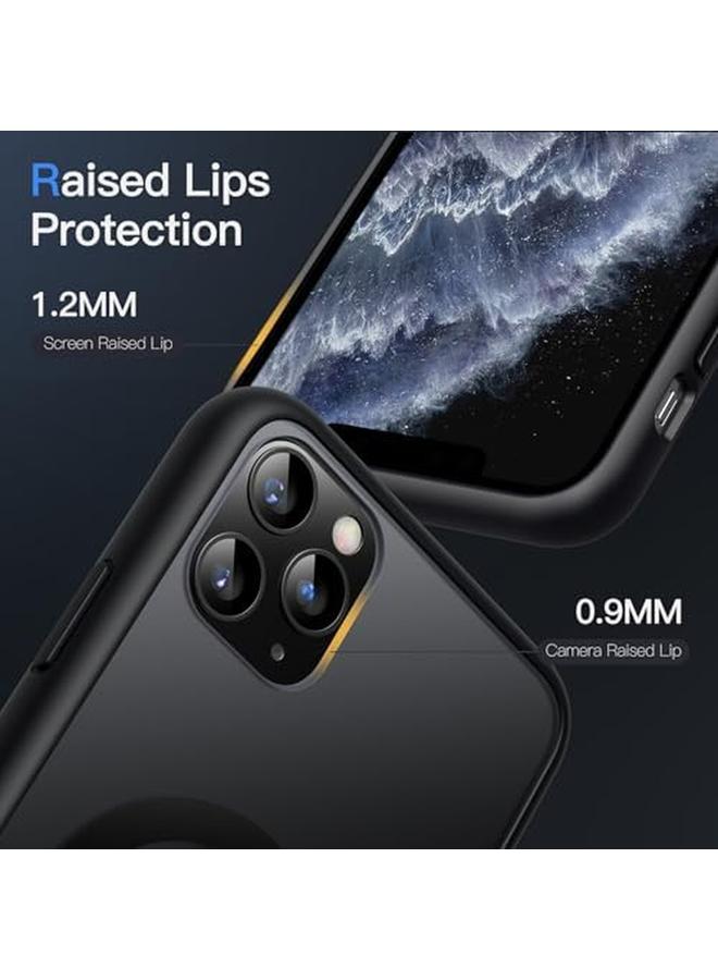جي تيك جراب مغناطيسي لهاتف Iphone 11 Pro Max مقاس 6.5 بوصة متوافق مع Magsafe، غطاء خلفي شفاف غير لامع نحيف مقاوم للصدمات، أسود - Image 5