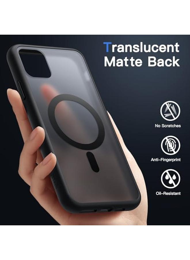 جي تيك جراب مغناطيسي لهاتف Iphone 11 Pro Max مقاس 6.5 بوصة متوافق مع Magsafe، غطاء خلفي شفاف غير لامع نحيف مقاوم للصدمات، أسود - Image 4