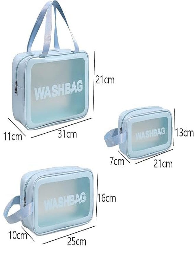 DEPOFF 3 Pcs Transparent Travel Toiletry Bag Set for Women & Men, Waterproof Cosmetic Makeup Organizer Pouch with Zipper, Portable Storage Bags for Toiletries, Skincare, Cosmetics & Travel Essentials - Image 4