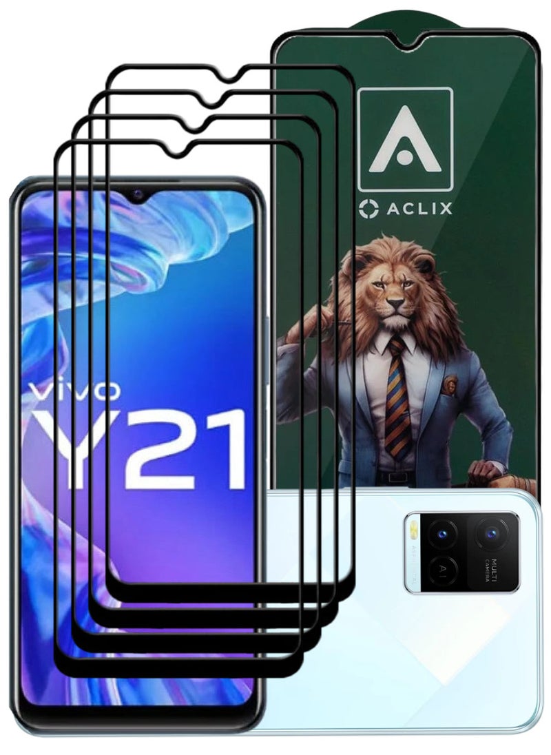 ACLIX 4 Pieces Antistatic ESD Dustproof Premium Quality High Definition Tempered Glass Screen Protector Designed For vivo Y21 - Image 1