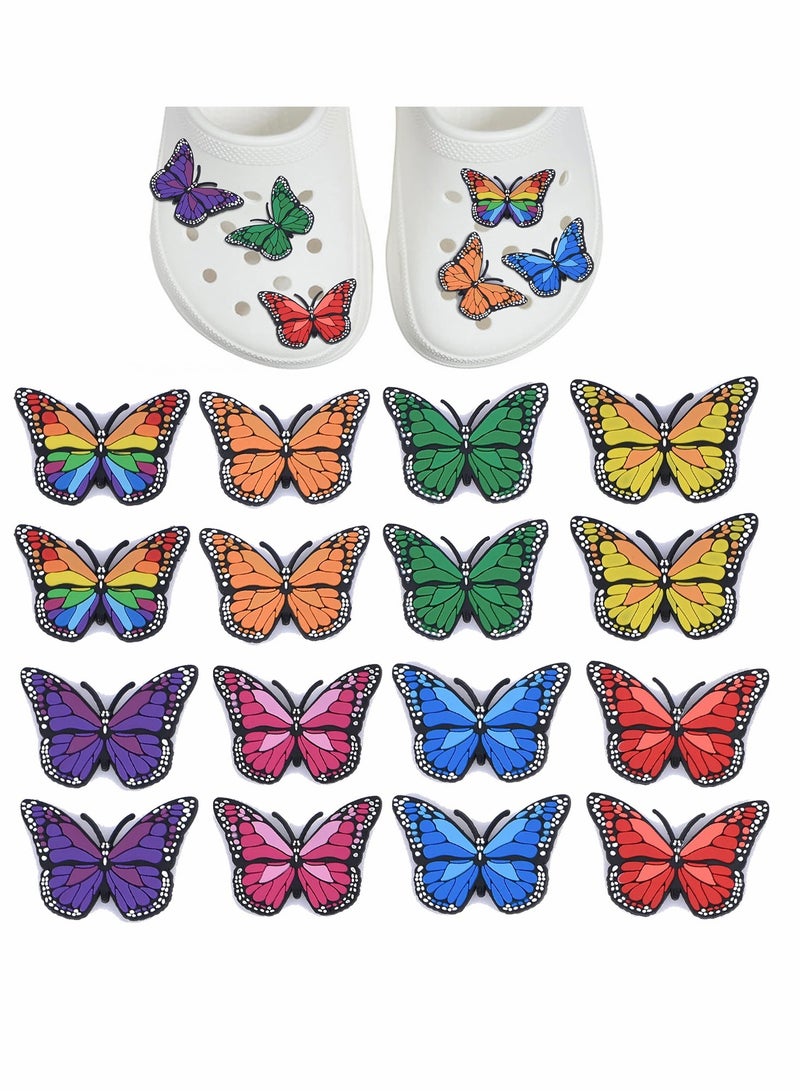 Excefore Shoe Decoration Croc Charm, Butterfly Shoe Charms Fits for Shoes Bracelets Wristbands, PVC Charms Decoration for Women Girl Party Favor Gifts 16 PCS - Image 1