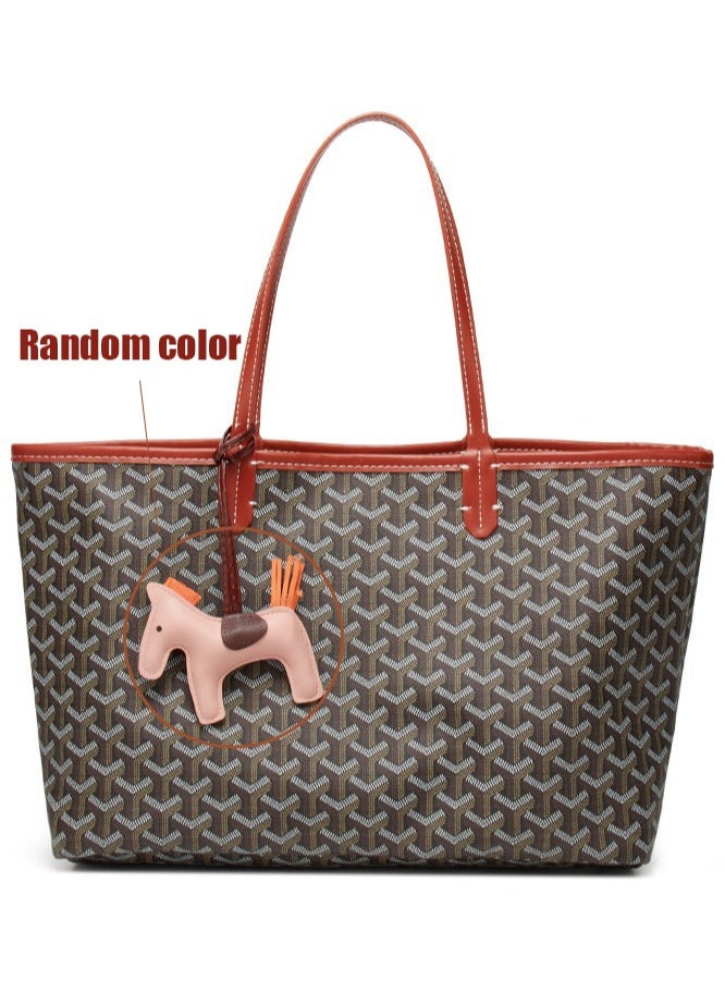 Generic - Printed Shopper Tote Brown Pendants Random - Image 1