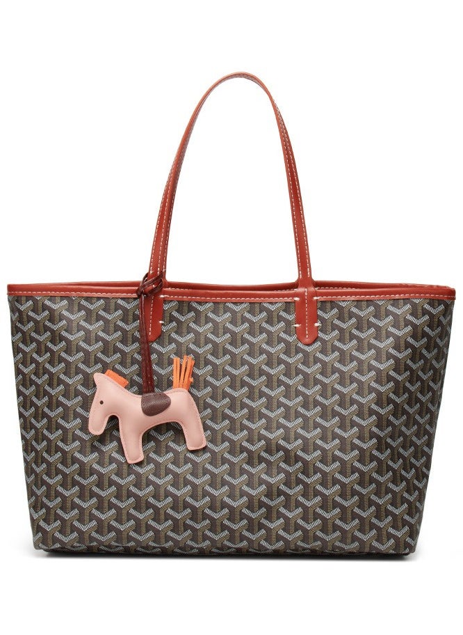 Generic - Printed Shopper Tote Brown Pendants Random - Image 1