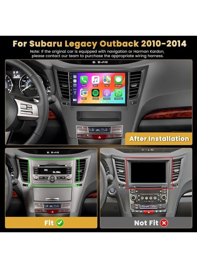 Hikity for Subaru Legacy Outback 2010-2014 Radio, 8 Core 4+64GB Android 13 Car Stereo 9 Inch IPS Touchscreen Car Radio with Wireless Carplay Android Auto 59UI GPS WiFi 32EQ DSP Backup Camrea - Image 2