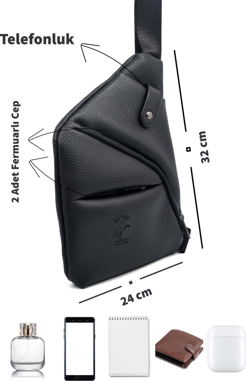 EN Deri EN Leather Black Color Men's Daily Crossbody Shoulder Bag  - Image 4