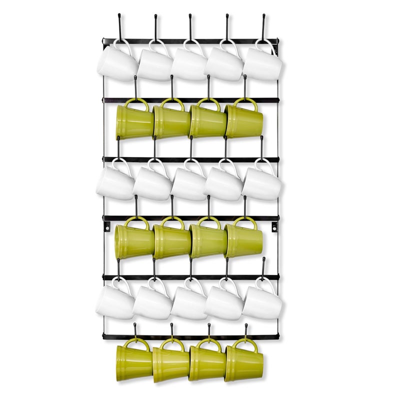 Sorbus Mug Rack for Wall Large Rustic Coffee Mug Holder Wall Mount with 27 Hooks Coffee Cup Display Rack 6Tier Metal Mug Organizer for Home Kitchen Bar Coffee Station Dining Room - Image 2