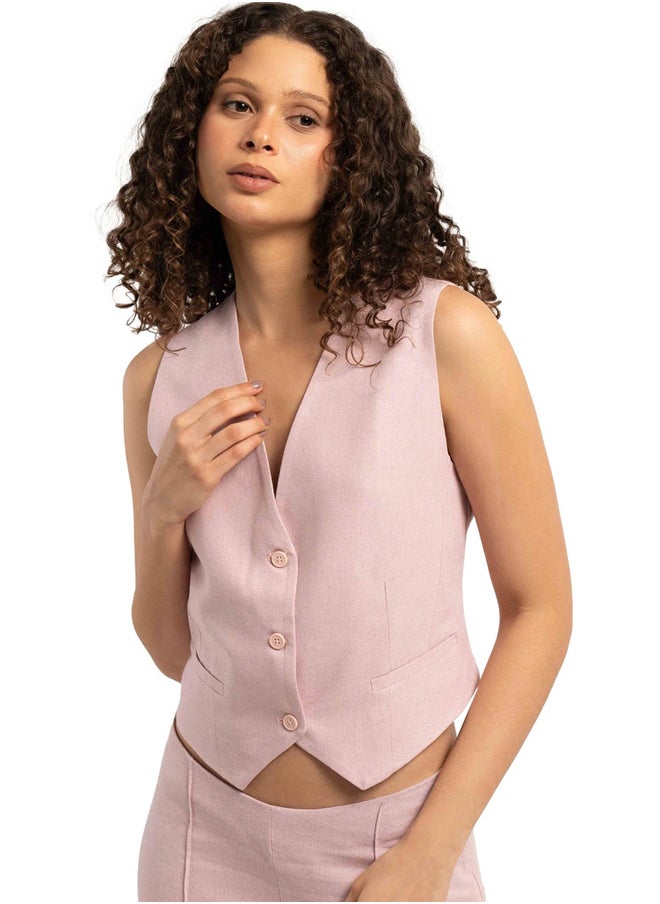 ASTK - Plain linen vest with back belt - Image 1