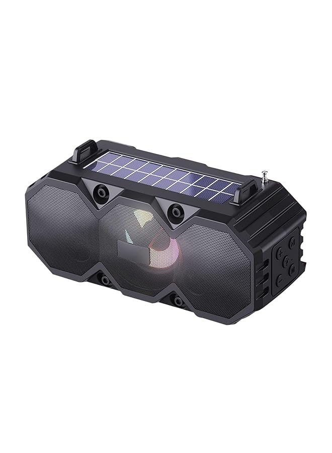 Excefore Solar Bluetooth Speaker Portable Hand Carry Solar Bluetooth Speakers Wireless Outdoor Speaker With Subwoofer Deep Bass Powerful Stereo Speaker For Business Travel And Home Party Travel Black  - Image 1