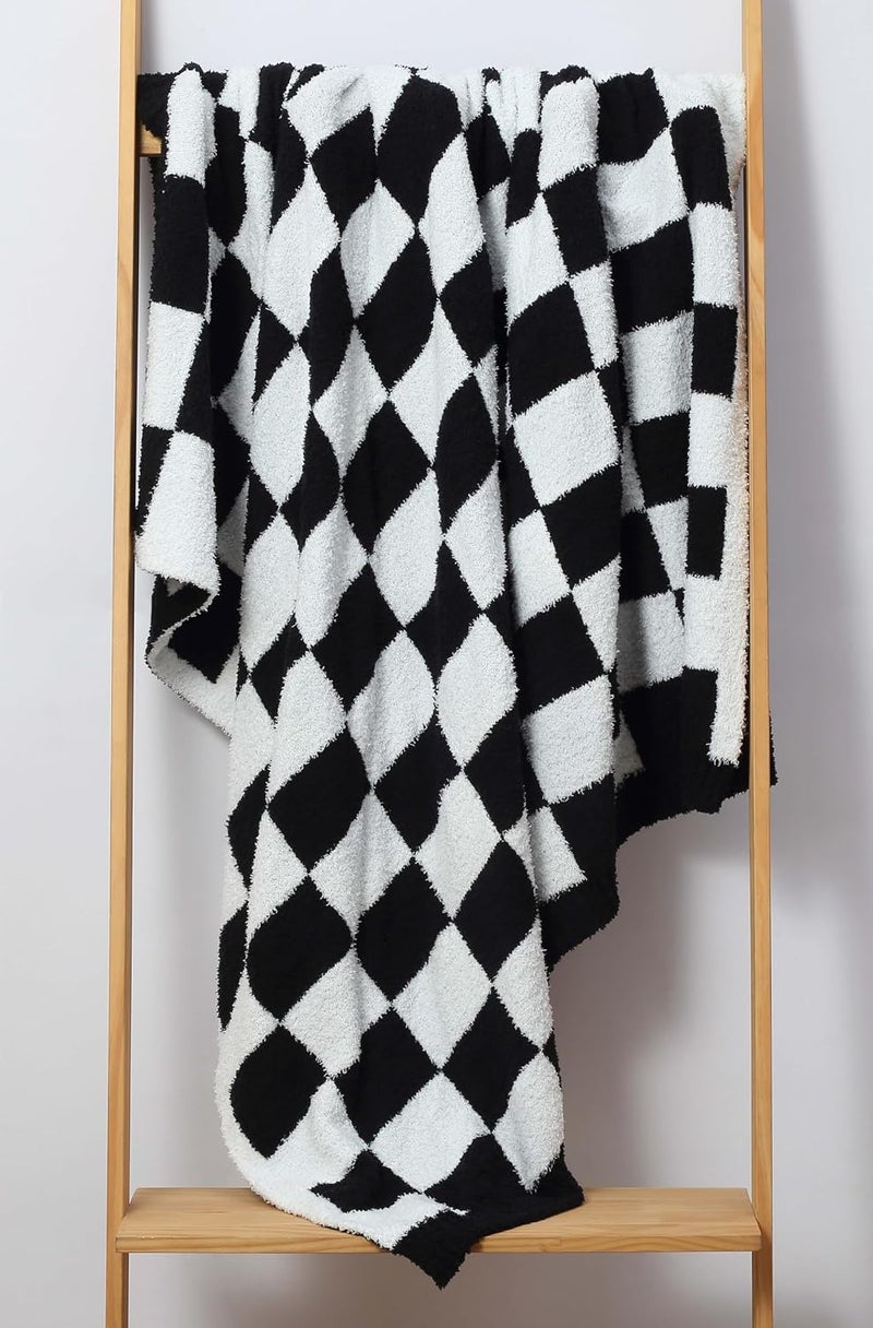 CREVENT Ultra Soft and Plush Reversible Microfiber Throw Blanket for Couch Sofa and Bed (127x152cm Checkered Black) - Image 4