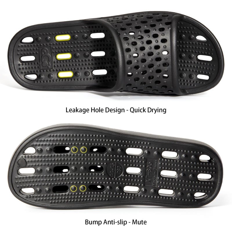 Xomiboe Shower Shoes Men Shower Slippers Women Non Slip Flip Flops Bathroom for College Dorm Room Essentials Sandals Slides With Holes Students Boys Girl Gym (Black,EU44-45) - Image 4
