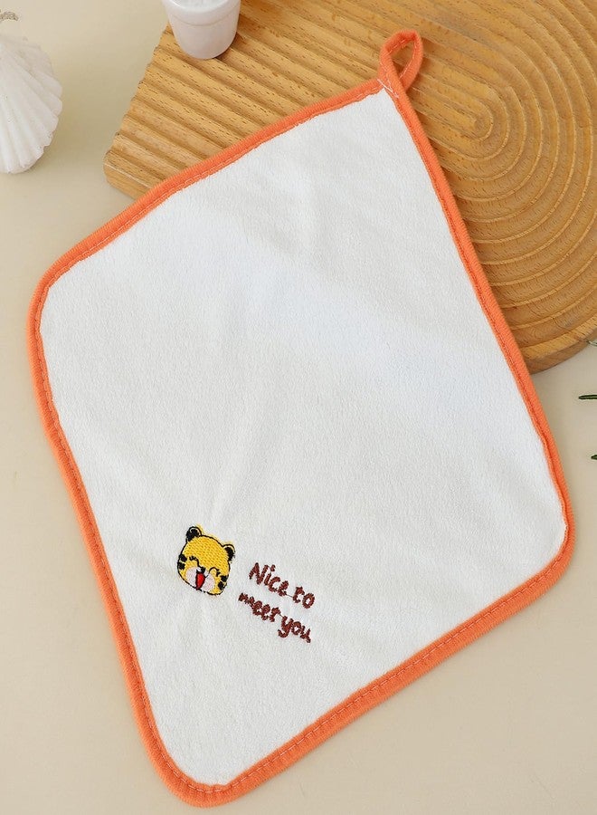 CLUZE Baby Face Towels – Super Soft Coral Fleece Washcloths for Newborns & Toddlers, Ultra Absorbent Square Hand Towels with Cute Animal Embroidery, 25x25cm (Pack of 6) - Image 2