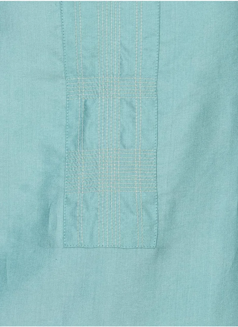 Fabindia Green Viscose Silk Long Kurti